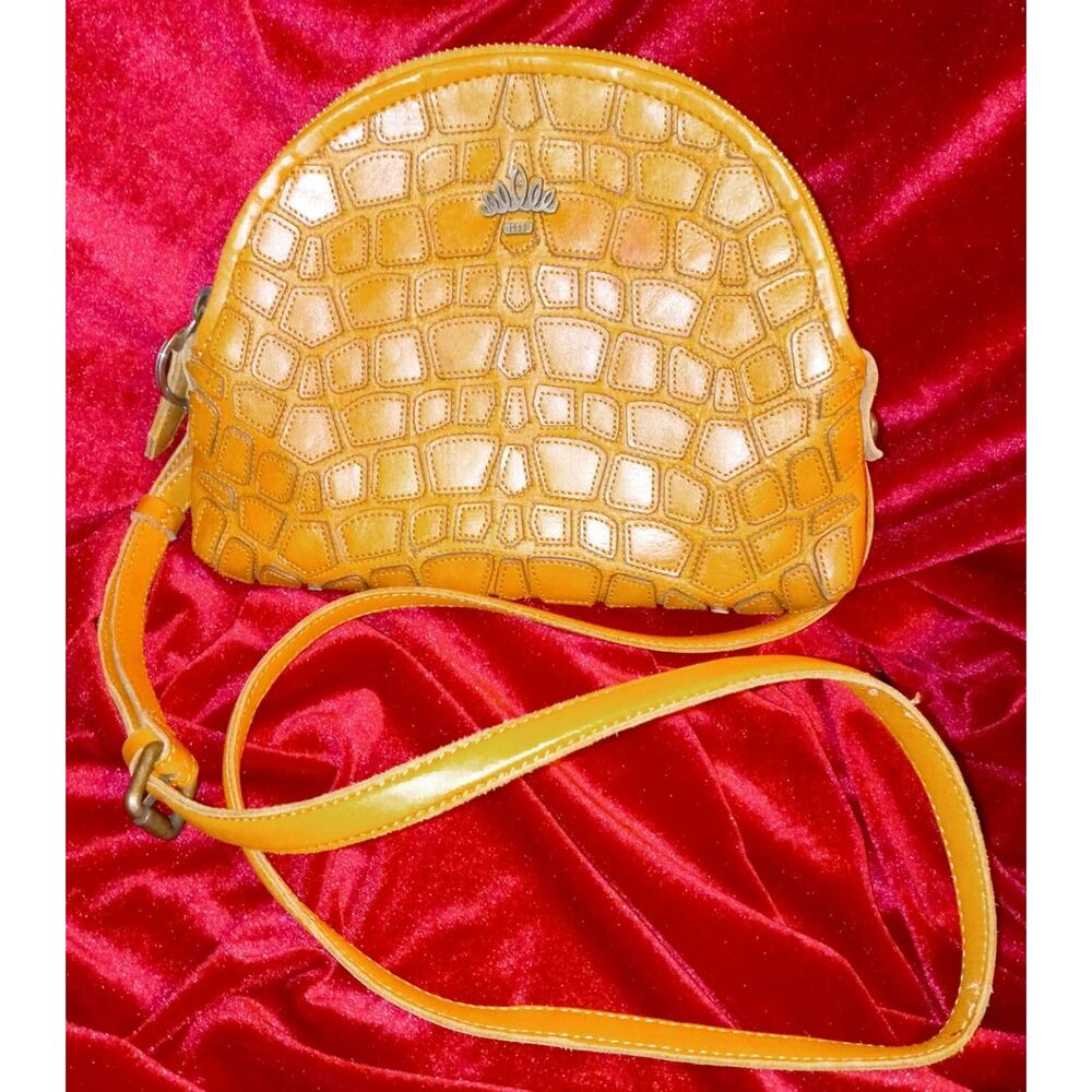 Giorgio Del Re Genuine Leather Saddle Crossbody Handbag Italian 9x7.5"